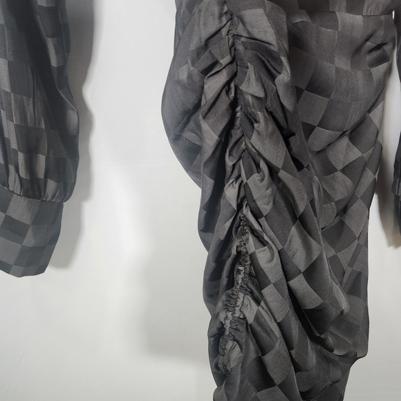 Black Bodycon Wrap Dress with Bishop Sleeves - Picture 8 of 10